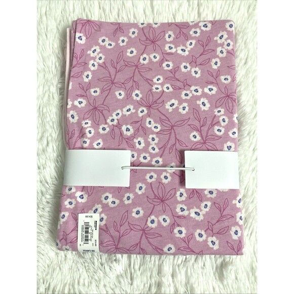 Croft & Barrow Womens 2 Piece Pajama Set Pink Floral Cotton Blend Top and Pants - Picture 2 of 6